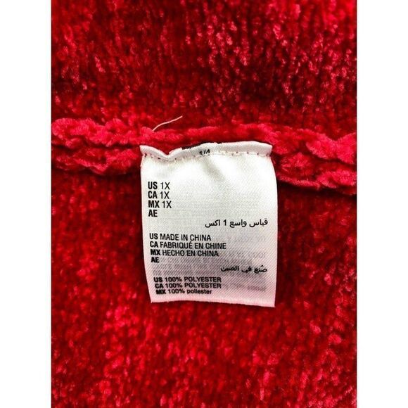 Karen Scott Sweater Top 1X Plus Red Soft Chenille - Picture 5 of 7